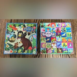 2 Kids Eeboo 64-Piece Animal Jigsaw Puzzle Set - Colorful Blue & Multicolor